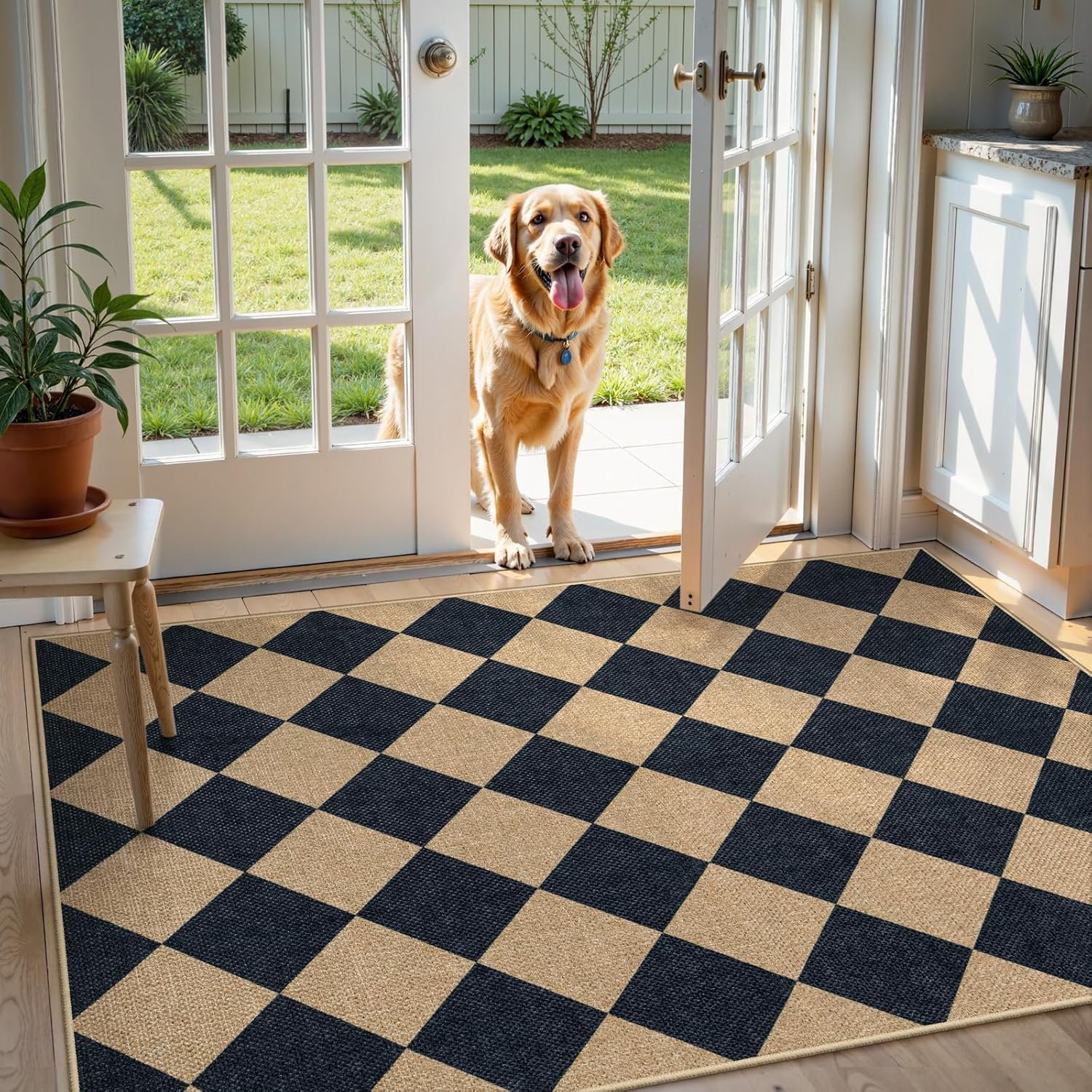 Premium Subtle Plaid Living Room Carpet Detail 2